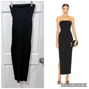 NBD Revolve Strapless Black Midi Dress - XS Classic Elegant Silhouette